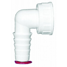 Штуцер для подключения стиральной или посудомоечной машин с уплотнительной прокладкой и накидной гайкой 1" на подсоединение шланга 3/4" (d 17 - 23 мм) HL19