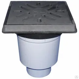 Трап вертикальный DN110 с чугунной решеткой и незамерзающим затвором, 7т, HL606/1