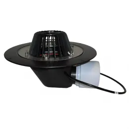 Кровельная воронка с горизонтальным выпуском с листвоуловителем из ПП и электрообогревом от сети 220В мощностью 10-30Вт HL64.1