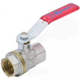 Кран шаровой латунь никель 1001 Euro ВР полнопроходной рычаг красный Aquasfera