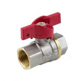 Кран шаровой латунь никель 1002 Euro ВР полнопроходной бабочка красный Aquasfera