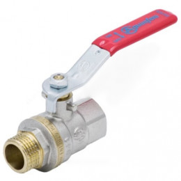 Кран шаровой латунь никель 1003 Euro ВР/НР полнопроходной рычаг красный Aquasfera
