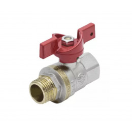 Кран шаровой латунь никель 1004 Euro ВР/НР полнопроходной бабочка красная Aquasfera