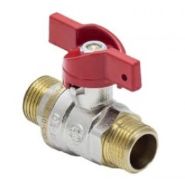 Кран шаровой латунь никель 1005 Euro НР полнопроходной бабочка красная Aquasfera