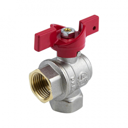 Кран шаровой латунь латунь никель угловой 1008 Euro ДУ 15 РУ40 ВР полнопроходной бабочка красная Aquasfera