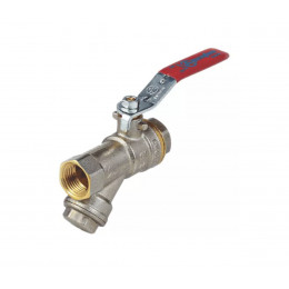 Кран-фильтр шаровой латунь никель 1014 Euro  ВР полнопроходной рычаг красный Aquasfera