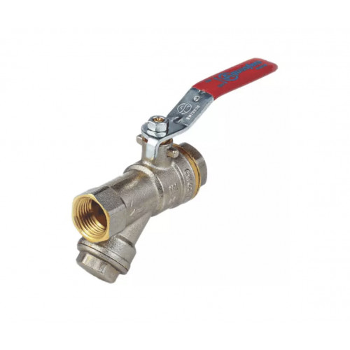 Кран-фильтр шаровой латунь никель 1014 Euro  ВР полнопроходной рычаг красный Aquasfera