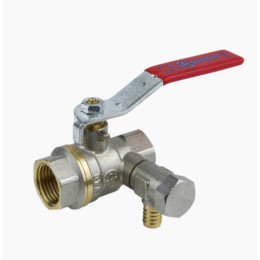 Кран шаровой латунь со спускником 1012 Euro никель ВР рычаг полнопроходной Aquasfera