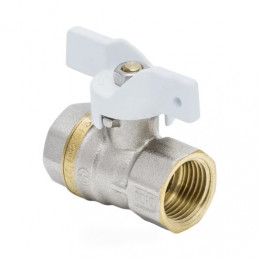 Кран шаровой латунь никель 1102 Standard ВР полнопроходной бабочка белая Aquasfera