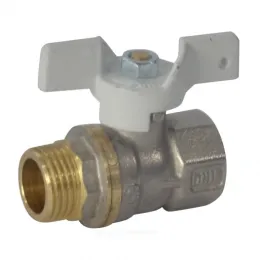 Кран шаровой латунь никель 1104 Standard  ВР/НР полнопроходной бабочка белая Aquasfera