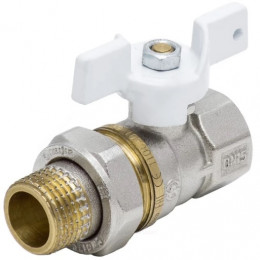 Кран шаровой латунь никель 1107 Standard  ВР/"американка" полнопроходной бабочка белая Aquasfera