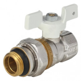 Кран шаровой латунь никель 1127 Standard ВР/"американка" полнопроходной бабочка белая Aquasfera