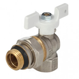 Кран шаровой латунь никель угловой 1128 Standard  ВР/"американка" полнопроходной бабочка белая Aquasfera