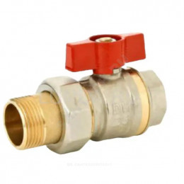 Кран шаровой латунь BVR-FR ВР/"американка" полнопроходной бабочка красная Ридан