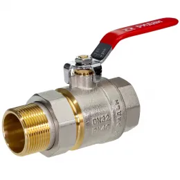 Кран шаровой латунь BVR-FR ДУ 32 РУ40 ВР/"американка" полнопроходной рычаг красная Ридан 065B8306RG