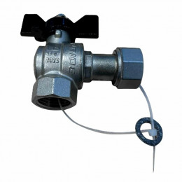 Кран шаровой латунь никель угловой Pride ДУ 15 РУ40 ВР/НАК. гайка бабочка LD 47.246.15