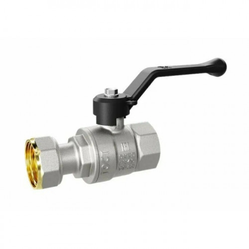 Кран шаровой латунь никель Pride ВР/НАК. гайка рычаг черный LD