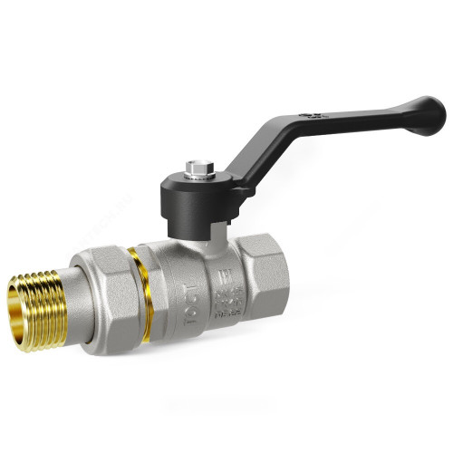 Кран шаровой латунь никель Pride ВР/"американка" рычаг черный LD