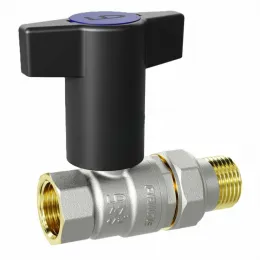 Кран шаровой латунь никель Pride ВР/"американка" с Т-рукояткой красной/синей LD