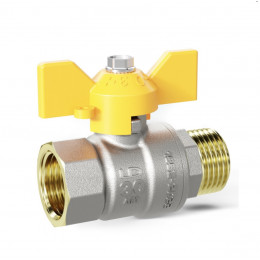 Кран шаровой латунь никель газ Pride ВР/НР бабочка LD