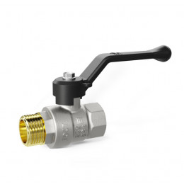 Кран шаровой латунь никель Pride НР рычаг черный LD