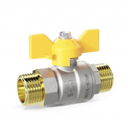 Кран шаровой латунь никель газ Pride НР бабочка LD