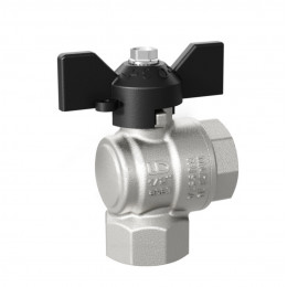 Кран шаровой латунь никель угловой Pride ДУ 15 РУ40 ВР бабочка черная LD 47.200.15