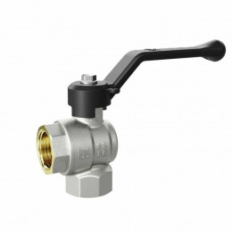 Кран шаровой латунь никель угловой Pride ДУ 15 РУ40 ВР рычаг черный LD 47.201.15