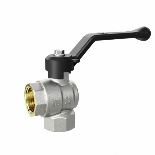 Кран шаровой латунь никель угловой Pride ДУ 15 РУ40 ВР рычаг черный LD 47.201.15