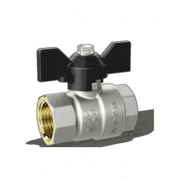 Кран шаровой латунь никель Pride ВР бабочка черная LD