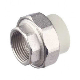 Муфта PPR  PN25 белая комбинированная разъемная с ВР