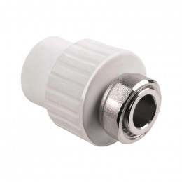 Муфта PPR  PN25 белая комбинированная с накидной гайкой