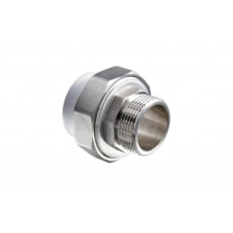 Муфта PPR  PN25 белая комбинированная разъемная наружная пайка/НР