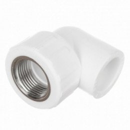 Угольник PPR  PN25 белый комбинированный ВР