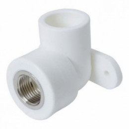 Угольник PPR  PN25 белый комбинированный ВР с креплением