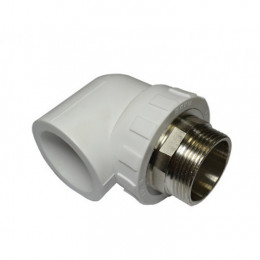 Угольник PPR  PN25 белый  комбинировааный под ключ НР