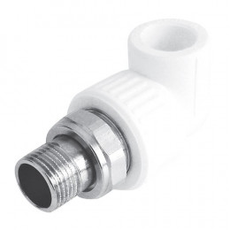 Угольник PPR  PN25 белый  комбинированный разъемный НР для радиатора