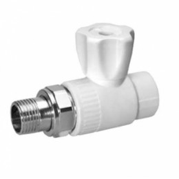 Кран шаровой PPR PN25 белый НР прямой для радиатора