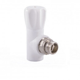Клапан (вентиль) PPR запорный PN25 белый НР угловой для радиатора