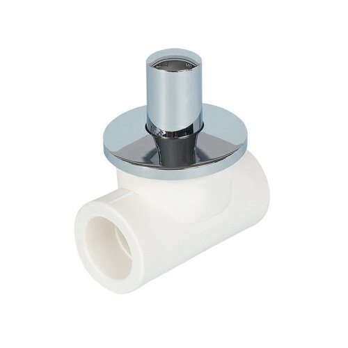 Клапан (вентиль) PPR запорный PN25 белый хромированный внутренняя пайка