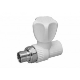 Клапан (вентиль) PPR запорный PN25 белый НР прямой для радиатора