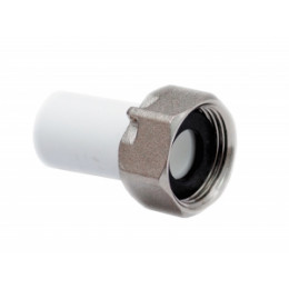 Штуцер PPR  PN25 белый с накидной гайкой