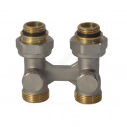 Узел нижнего подключения Ду 15 Ру10 1/2"x3/4" под плоское уплотнение двухтр прямой с переходниками Heaton