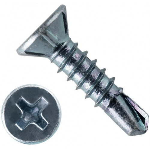 САМОРЕЗ ДЛЯ ОКОННОГО ПРОФИЛЯ  3,9  Х 13 ММ  СО СВЕРЛОМ  ШЛИЦ PH2  БЕЛЫЙ ЦИНК