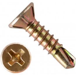 САМОРЕЗ ДЛЯ ОКОННОГО ПРОФИЛЯ  3,9  Х 16 ММ  СО СВЕРЛОМ  ШЛИЦ PH2  ЖЕЛТЫЙ ЦИНК