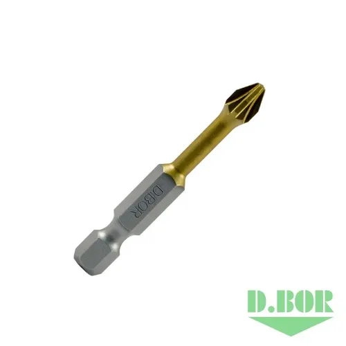 БИТЫ ФРЕЗЕРОВАННЫЕ С ПОКРЫТИЕМ НИТРИД ТИТАНА TIN-HALF, PZ 2X50 ММ, TORSION, E 6,3 (АРТ. D-THT-PZ02-