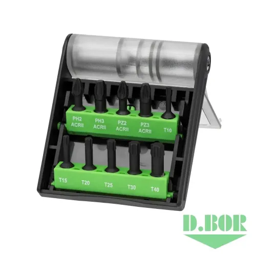 НАБОР БИТ IMPACT ИЗ 11 ШТ: PH 2-3; PZ 2-3; T 10-15-20-25-30-40;  60 ММ D-SET-11C-1-IMP "D.BOR"