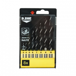 НАБОР СВЕРЛ ПО ДЕРЕВУ СПИРАЛЬНЫХ, 8 ШТ. (3 - 10 ММ) (АРТ. DBW1-TW1-C-PS1-08) "D.BOR"