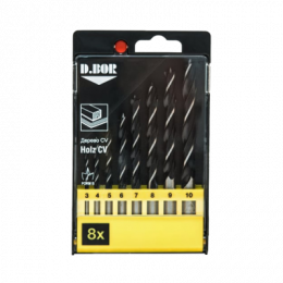 НАБОР СВЕРЛ ПО ДЕРЕВУ СПИРАЛЬНЫХ, 8 ШТ. (3 - 10 ММ) (АРТ. DBW1-TW1-C-PS1-08) "D.BOR"