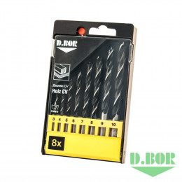 НАБОР СВЕРЛ ПО ДЕРЕВУ, 8 ШТ. (3 - 10 ММ.) "D.BOR"